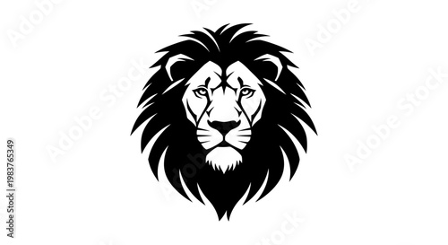 Stylized Black and White Lion Head Icon Representing Power and Strength