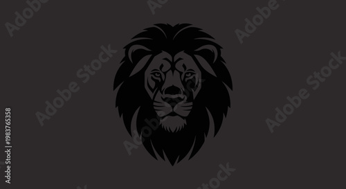Stylized Black Lion Head Icon Representing Power and Leadership on a Dark Background