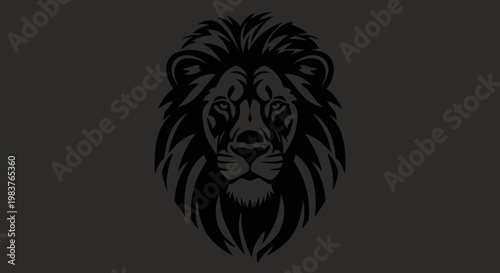 Stylized Black Lion Head Emblem Represents Strength, Power, and Royalty