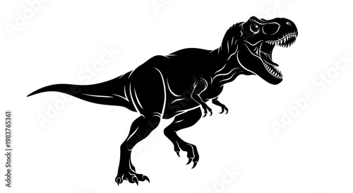 Roaring Tyrannosaurus Rex Dinosaur Silhouette Illustration for Mesozoic Era Exploration