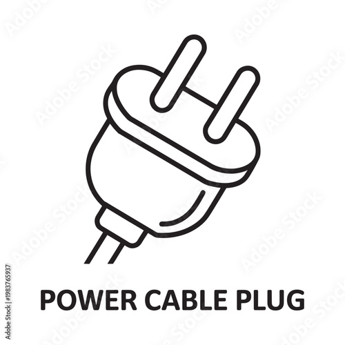 Simple line drawing of a two prong electrical power plug illustration