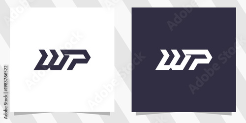 letter wp pw logo design