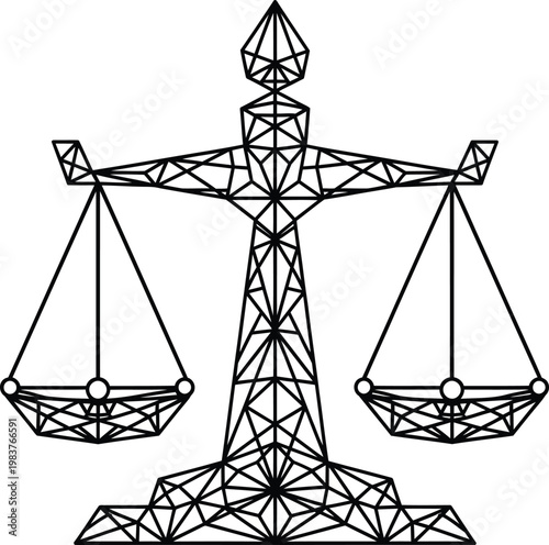Geometric low poly illustration of scales of justice.