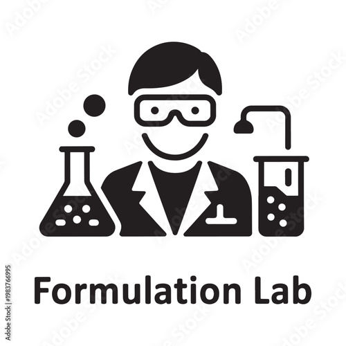 Scientist with lab equipment beakers goggles and a test tube