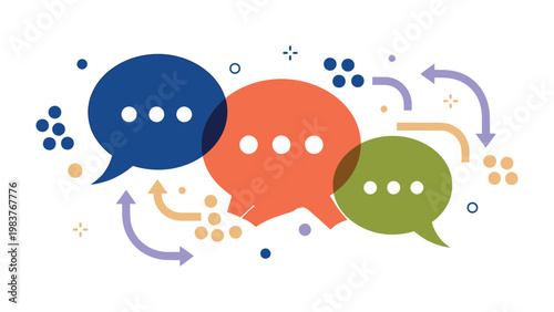 Communication Spheres: An engaging illustration of interconnected speech bubbles, representing the dynamic exchange of ideas and dialogue. Symbolizing effective communication.
