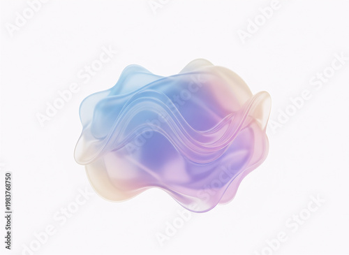 Abstract 3D Fluid Liquid Shape Glossy Pastel Gradient Isolated on White Background