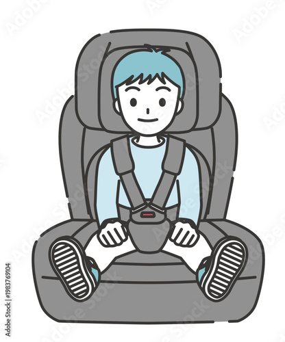 チャイルドシートに乗る男の子のイラスト