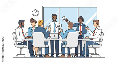 Diverse group of business professionals in meeting.