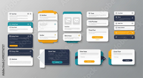 Collection of user interface card and widget designs.