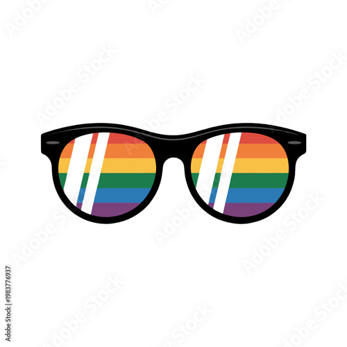 Sunglasses with a rainbow reflection, symbolizing diversity and inclusion.