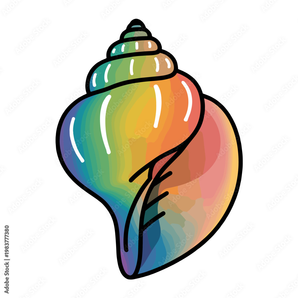 Naklejka premium A vibrant rainbow seashell.