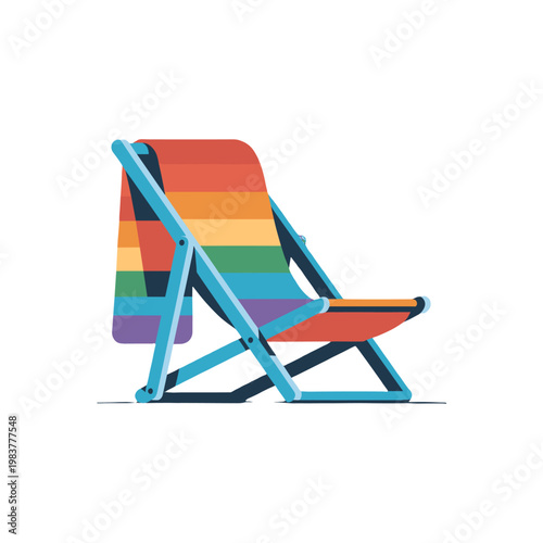 A vibrantly colored beach chair ready for relaxation.