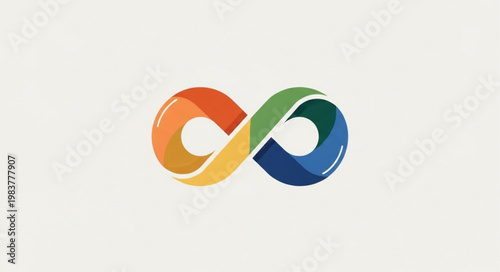 Colorful infinity loop logo with flowing gradient ribbons.