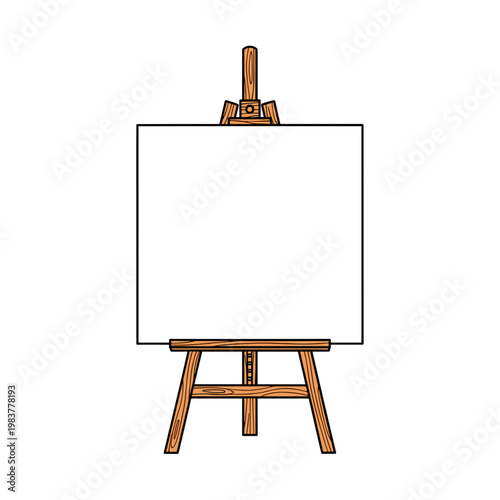 Blank Square Canvas on Easel Minimal Line Art Artist Mockup Concept