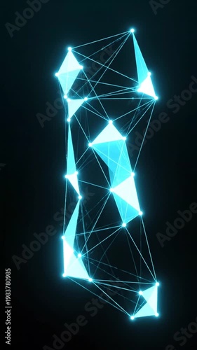 Dynamic Digital Representation of Geometric Shapes with Glowing Lines and Connecting Nodes