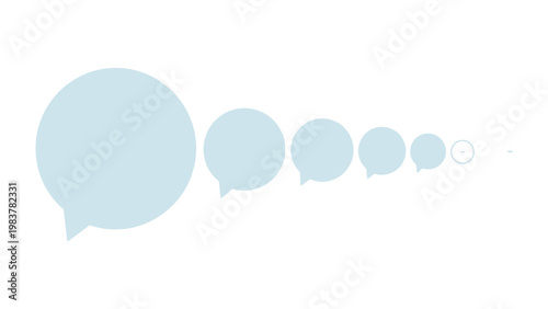 Messaging Sequence: A collection of light blue speech bubbles, symbolizing a conversation. They represent different stages of discussion, from initial ideas to the ultimate resolution.