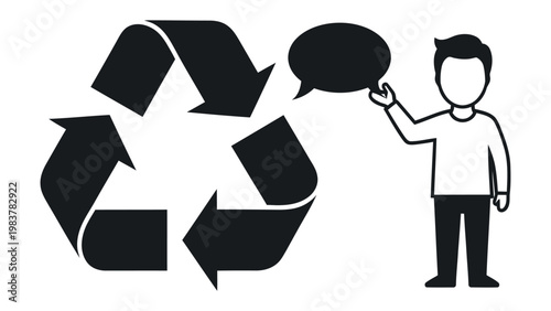 Recycle Conversation: A graphic silhouette illustrates the concept of environmental communication.