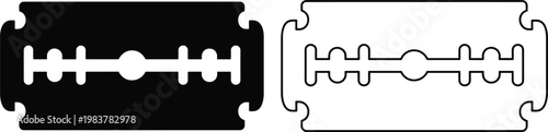 Classic double edge razor blade illustration with black and line art design