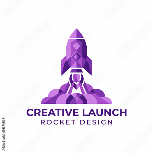 A striking purple rocket symbolizing creativity and innovation represents a design firm focused on launching fresh ideas and concepts into the digital space.