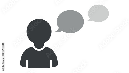 Photography Thoughts in Silhouette: An illustration of a person with thought bubbles, visualizing ideas, communication, and introspection