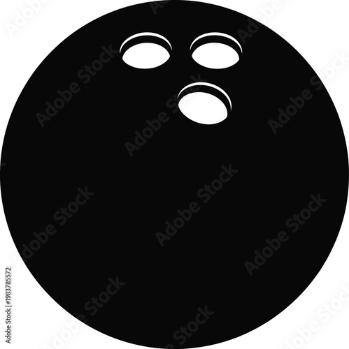 Black bowling ball icon, vector bowling ball, sports illustration, game symbol
