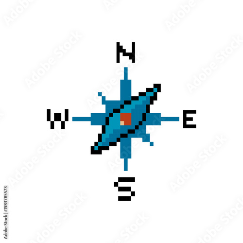 Blue Navigation Compass Rose Icon