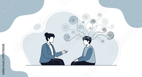 Therapist talking to patient, mental health, psychology, anxiety, stress, mind concept