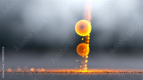 Sparkling orange sphere ascending with fiery particles in dramatic motion