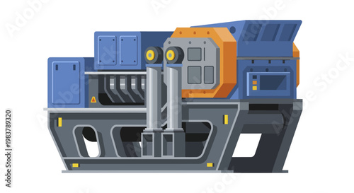 Industrial Machine with Blue and Orange Components.