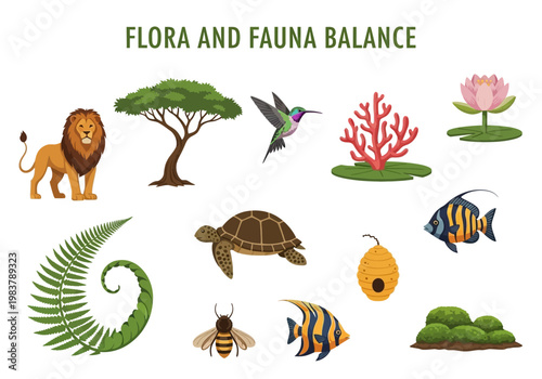 Harmony of Flora and Fauna A Visual Representation of Ecosystem Balance and Biodiversity
