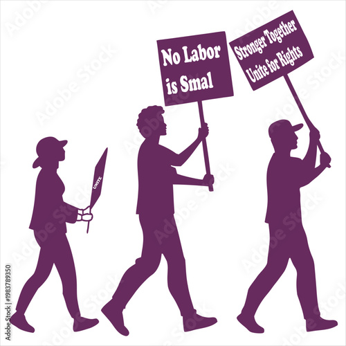 People advocating for labor rights and unity in a protest march