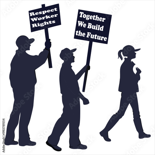 People advocating for worker rights and collective future building in a march