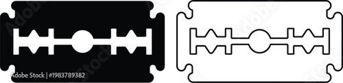Razor blade icon in solid and outline styles sharp shaving symbol