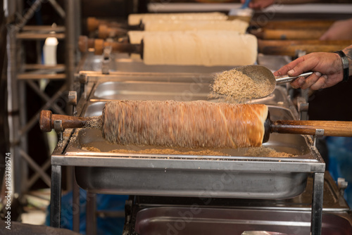  Kürtőskalács, also known as chimney cake, a traditional spit cake pastry originating from Hungarian-speaking regions in Romania and Hungary. 