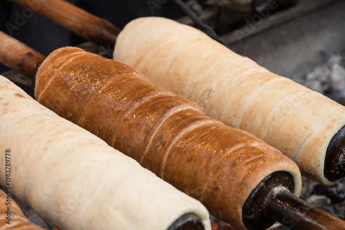 Kürtőskalács, also known as chimney cake, a traditional spit cake pastry originating from Hungarian-speaking regions in Romania and Hungary. 