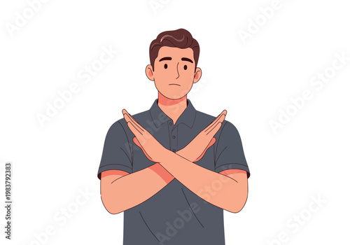Man crossing arms in refusal gesture