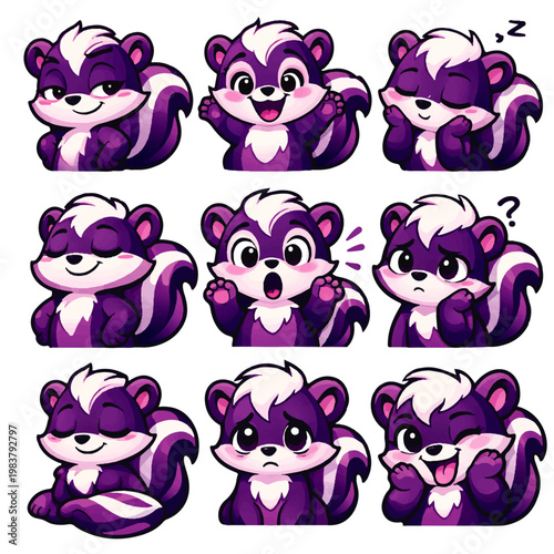 Skunk expressions in berry pastels