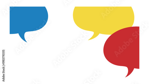 Conversation Bubbles: A vibrant display of three conversation bubbles in various colors, symbolizing dialogue, communication, and social interaction, ready to convey messages and engage viewers.