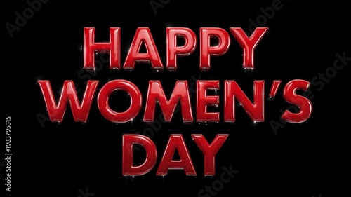 Happy Women's Day message on black background