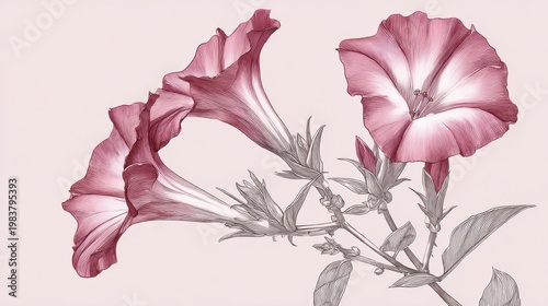 Delicate Pink Hues of Artistic Petunia Flowers on Soft Background