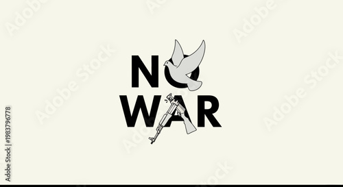 No War Dove Symbolizing Peace Over Broken Gun