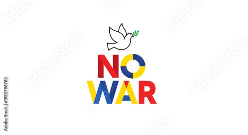 No War Dove with Olive Branch and Colorful Text