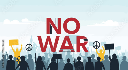 No War Protest, Peace Symbol, Crowd Demonstration, Anti-War Message