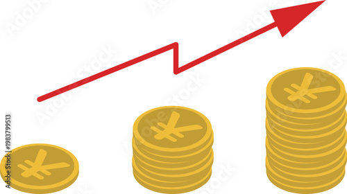 日本円の貯蓄が増えるイメージ図