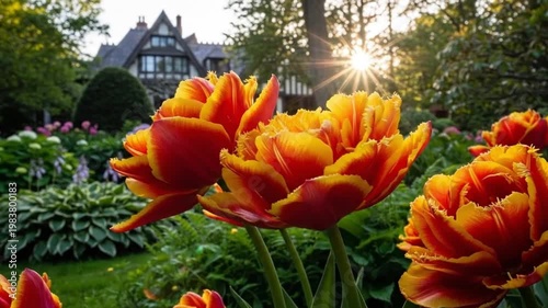 Vibrant tulips in a garden