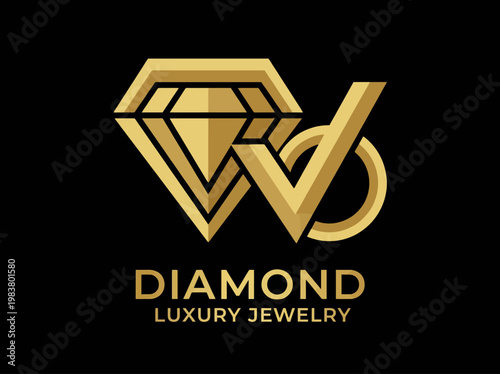 Tableau sur toile This logo features a stylish diamond design combined with the initials, representing luxury and sophistication in the world of fine jewelry and premium products