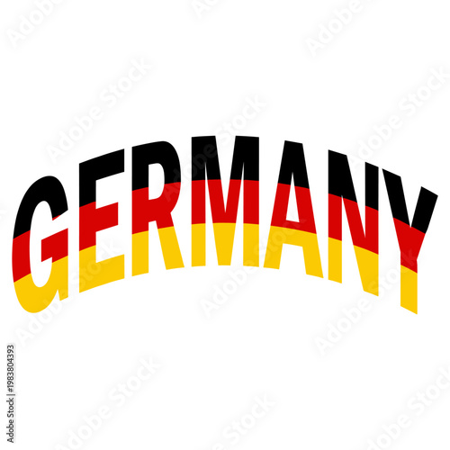 Germany Text in National Flag Colors Curved Upward Vector Design
