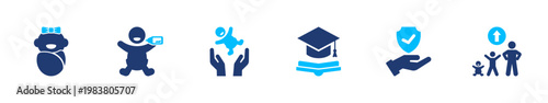 Parenting icon set. family, child, care, education, support. solid style icon collection.