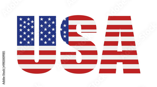 Vibrant USA flag text emblem symbolizing national pride, liberty, and independence spirit for 4th July celebrations and patriotic events