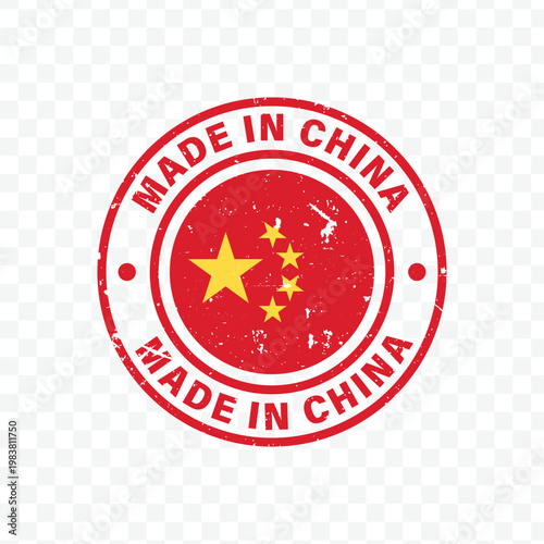 red circular made in china stamp seal for manufacturing origin and international trade product marking